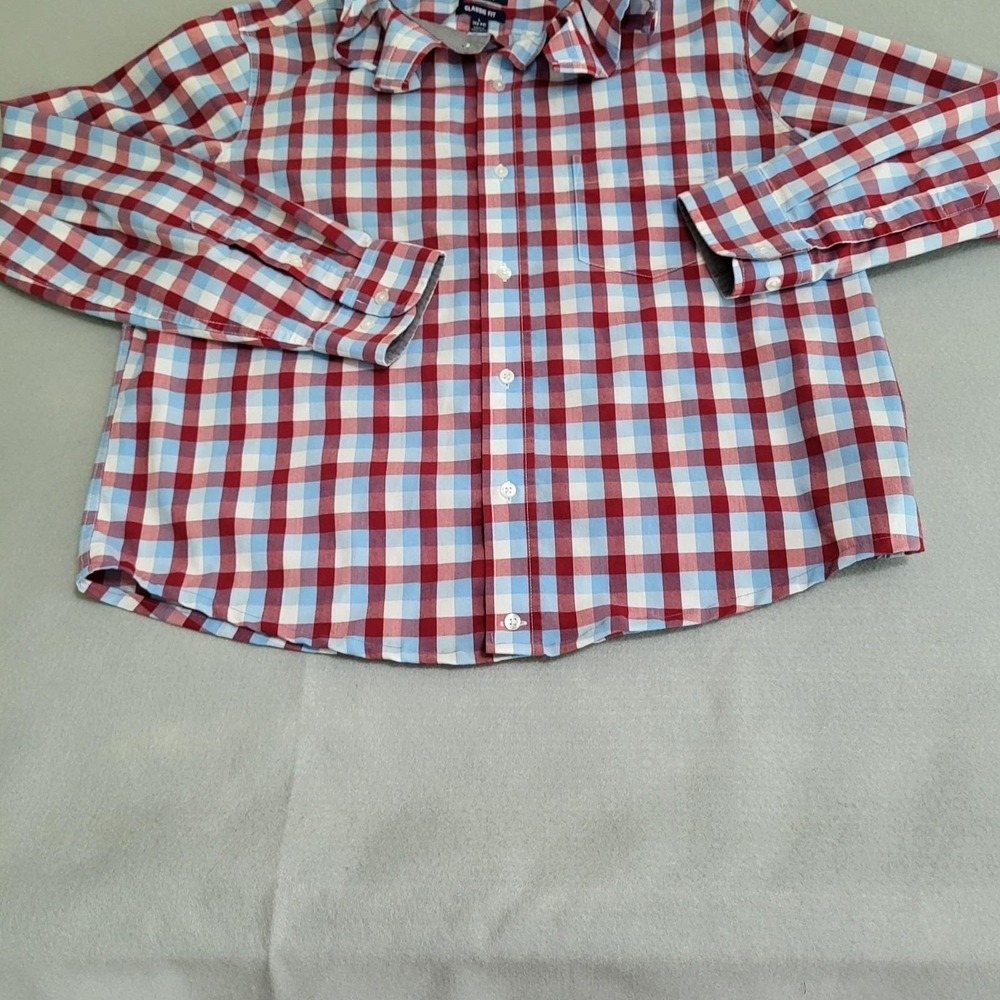 Upcycled Reworked Ruffle Collar Long Sleeve Button Up Oxford Shirt Size L - Picture 5 of 10